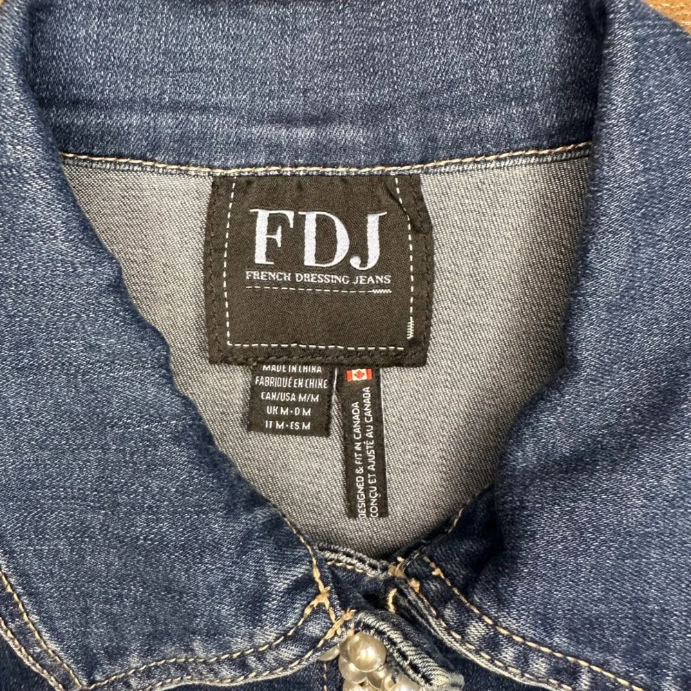 FDJ French Dressing Jeans Women's Denim Jacket Pearl Embellished Blue Medium - Picture 5 of 8